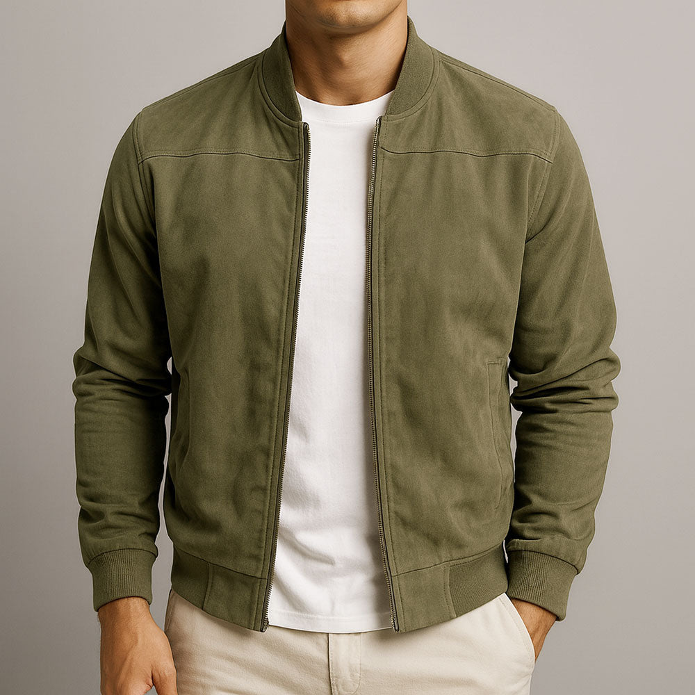 Chaqueta Bomber Suede Essential Taupe