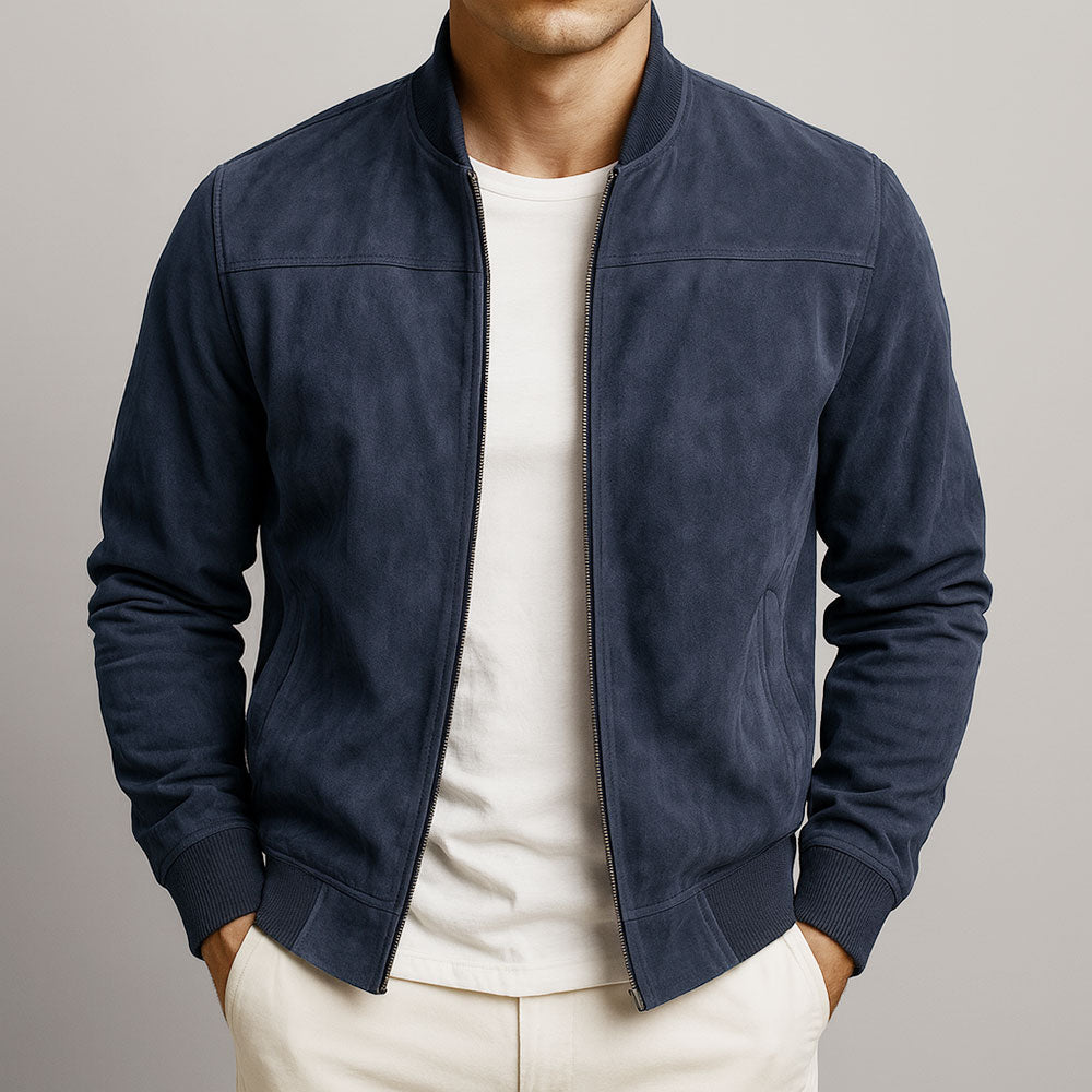 Chaqueta Bomber Suede Essential Taupe