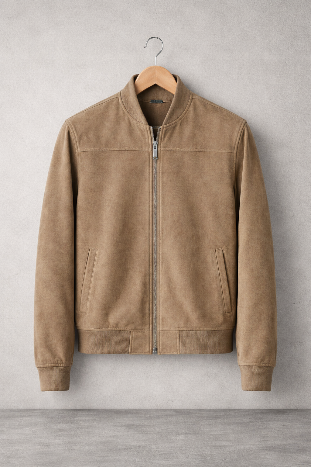 Chaqueta Bomber Suede Essential Taupe