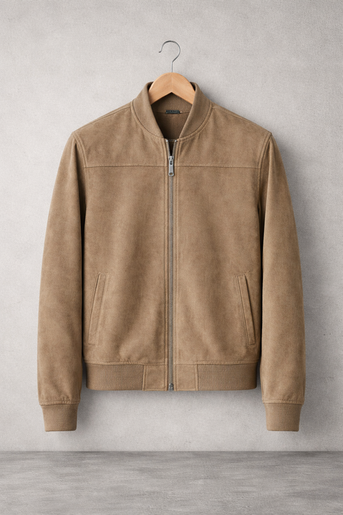 Chaqueta Bomber Suede Essential Taupe