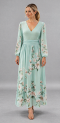 Vestido Largo Floral Mint Elegante