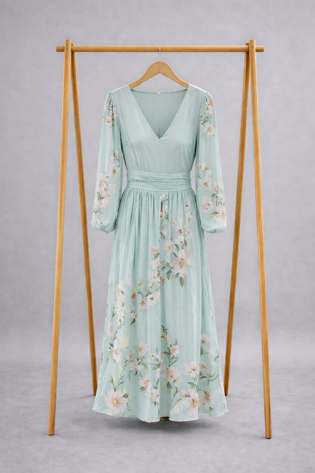 Vestido Largo Floral Mint Elegante