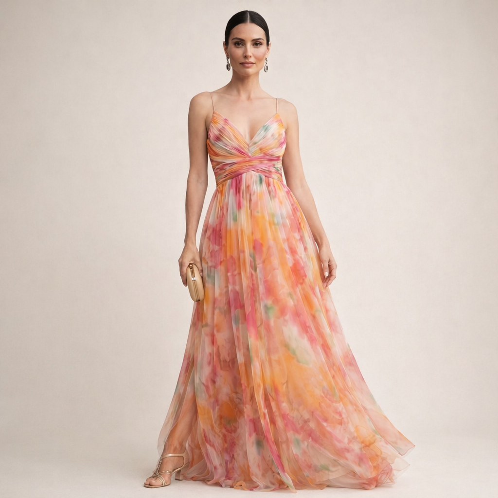 Vestido Sunset Bloom Plus Elegance