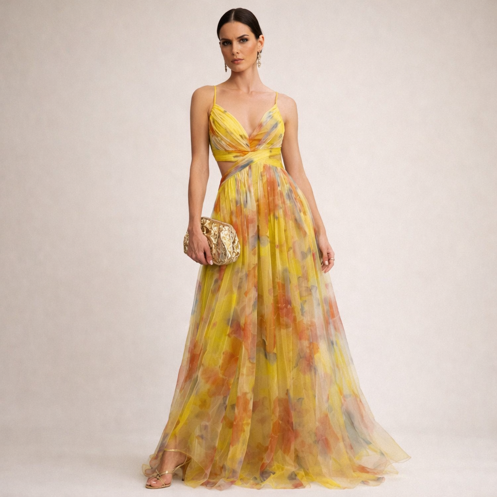 Vestido Sunset Bloom Plus Elegance