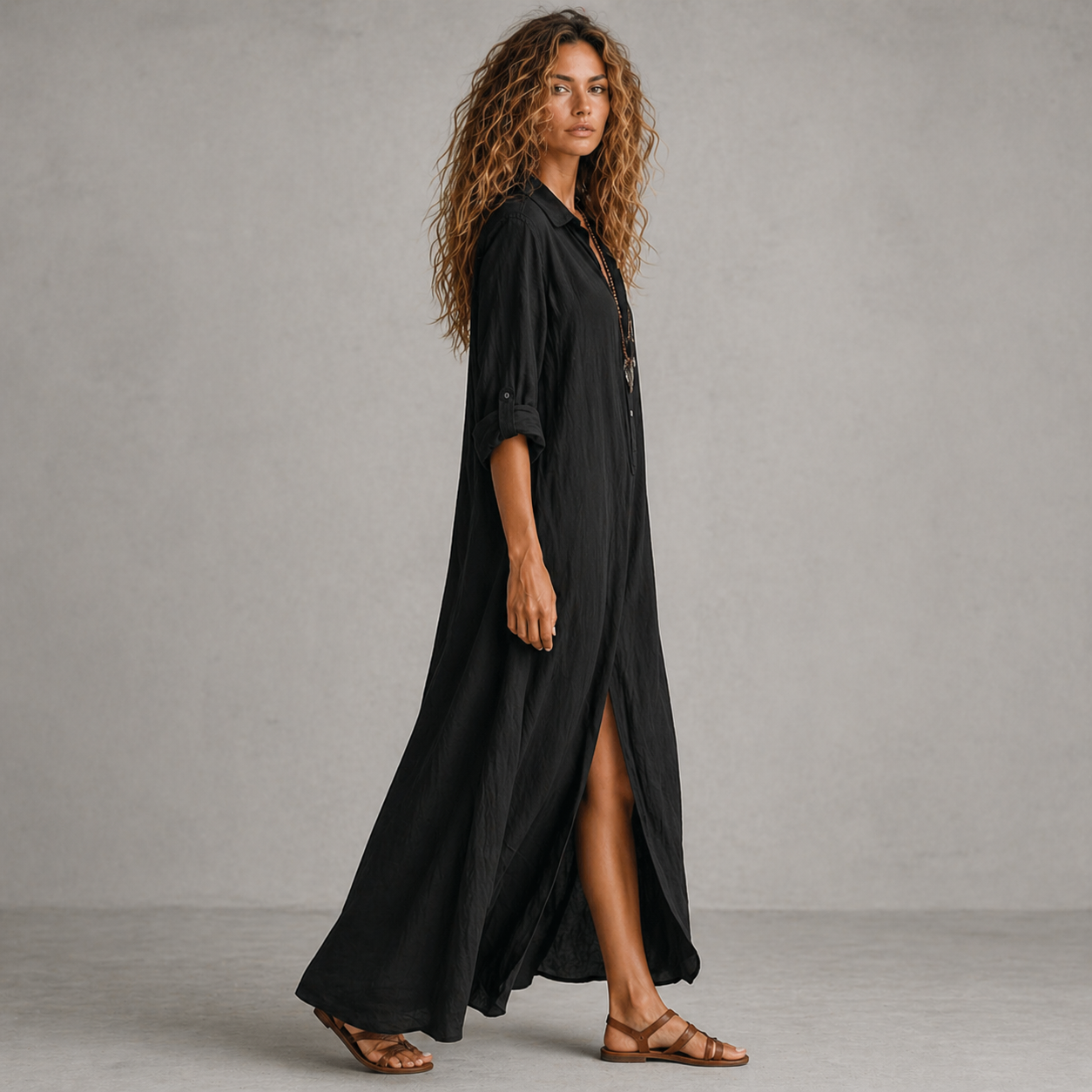 Vestido Camisero Largo Boho – Elegancia sin Esfuerzo