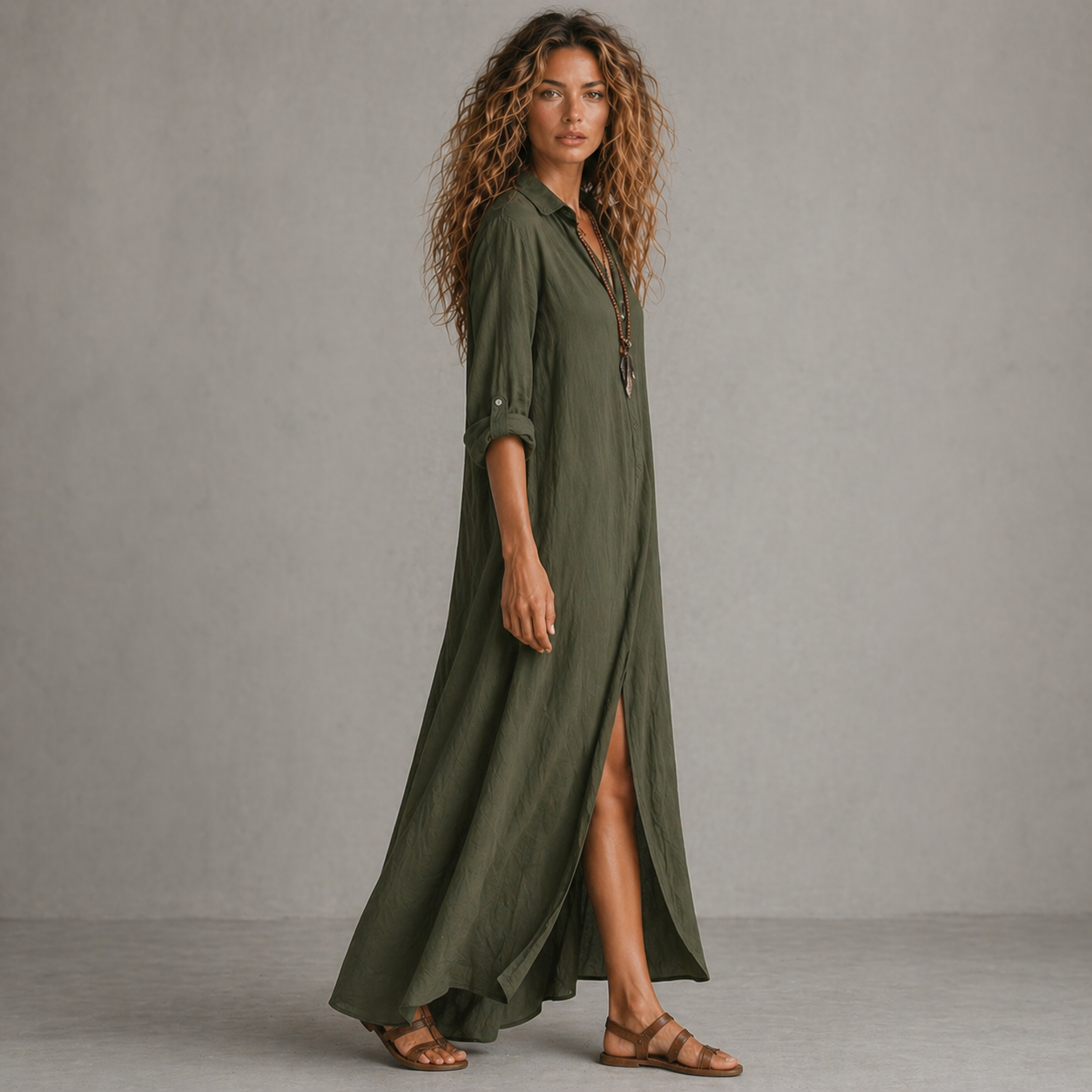 Vestido Camisero Largo Boho – Elegancia sin Esfuerzo