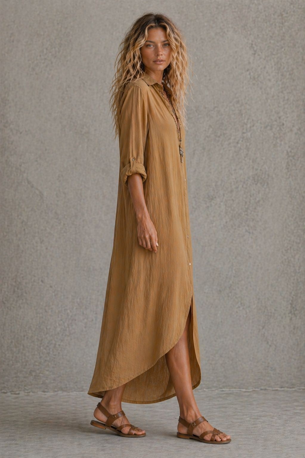 Vestido Camisero Largo Boho – Elegancia sin Esfuerzo