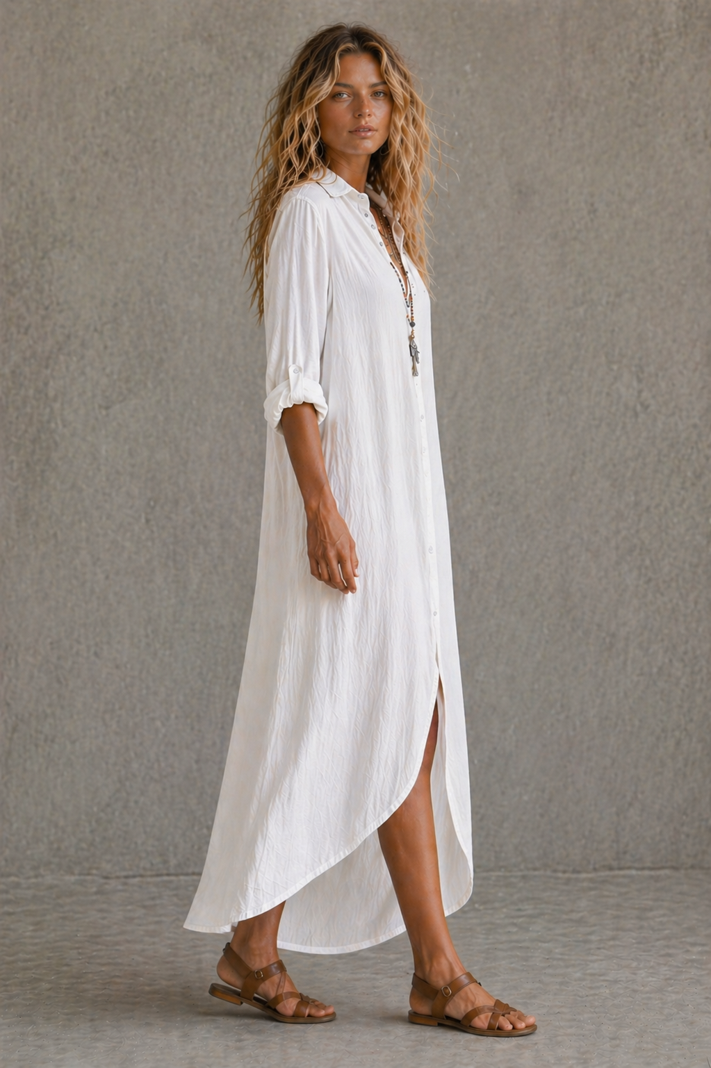 Vestido Camisero Largo Boho – Elegancia sin Esfuerzo