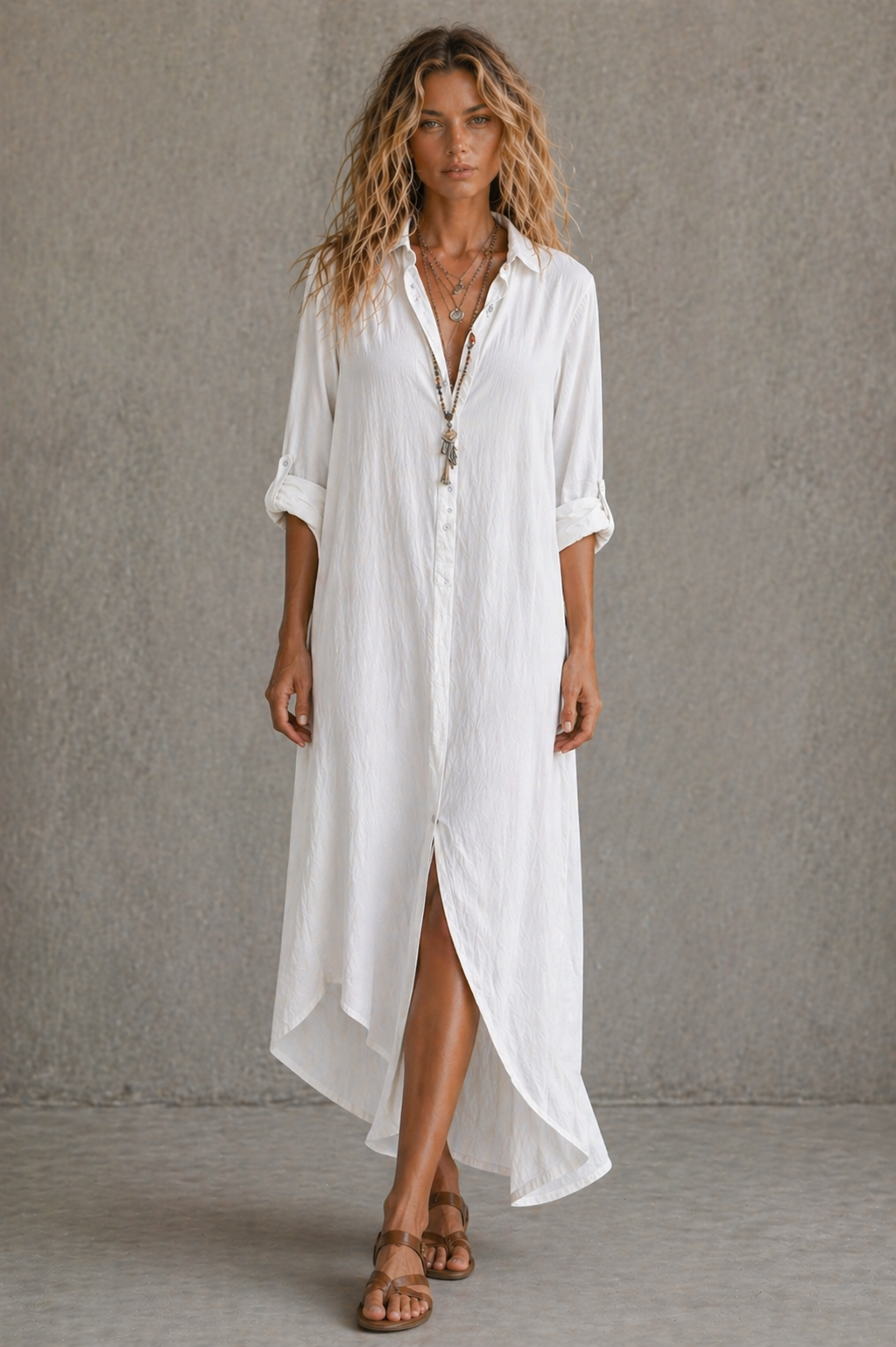 Vestido Camisero Largo Boho – Elegancia sin Esfuerzo