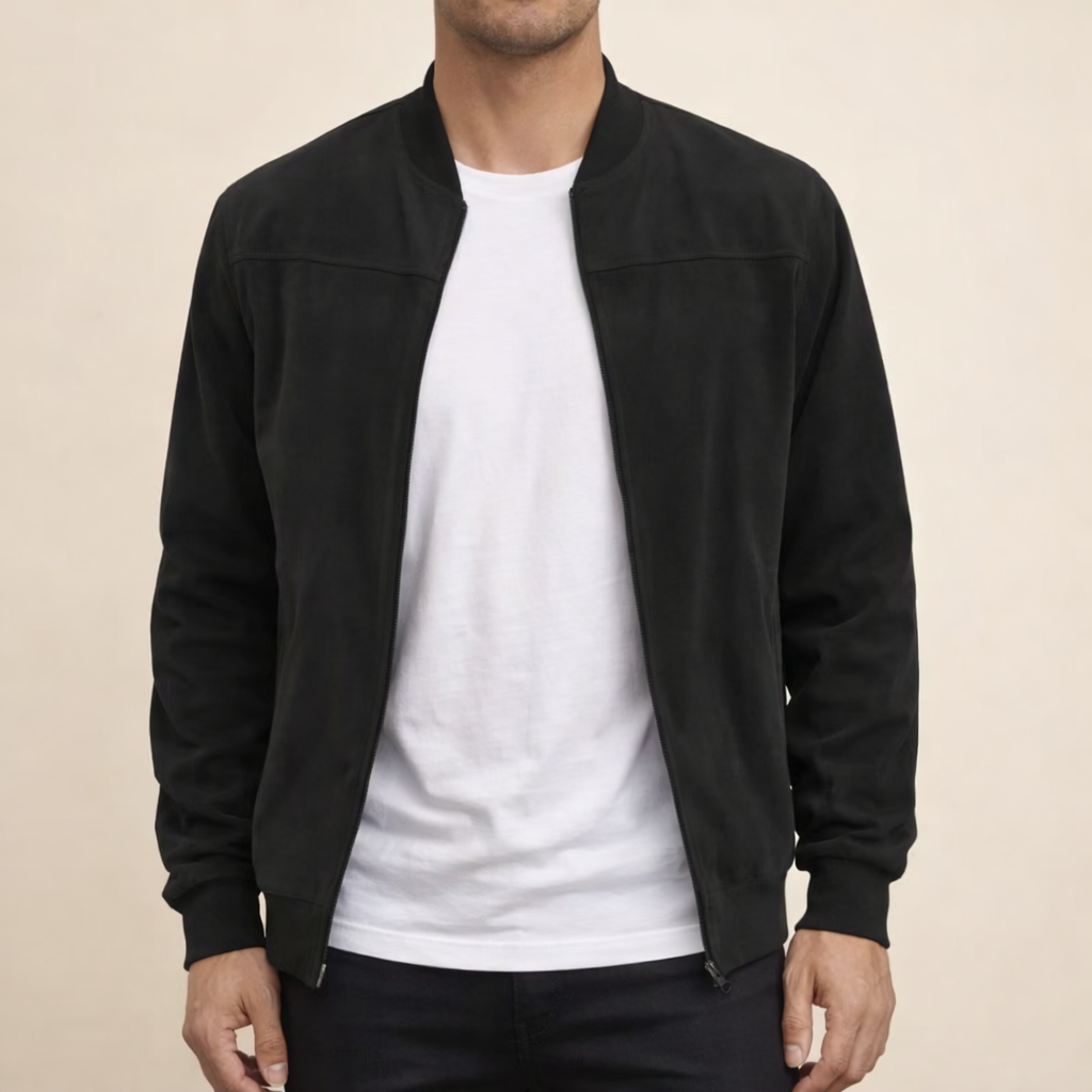 Chaqueta Bomber Suede Essential Taupe